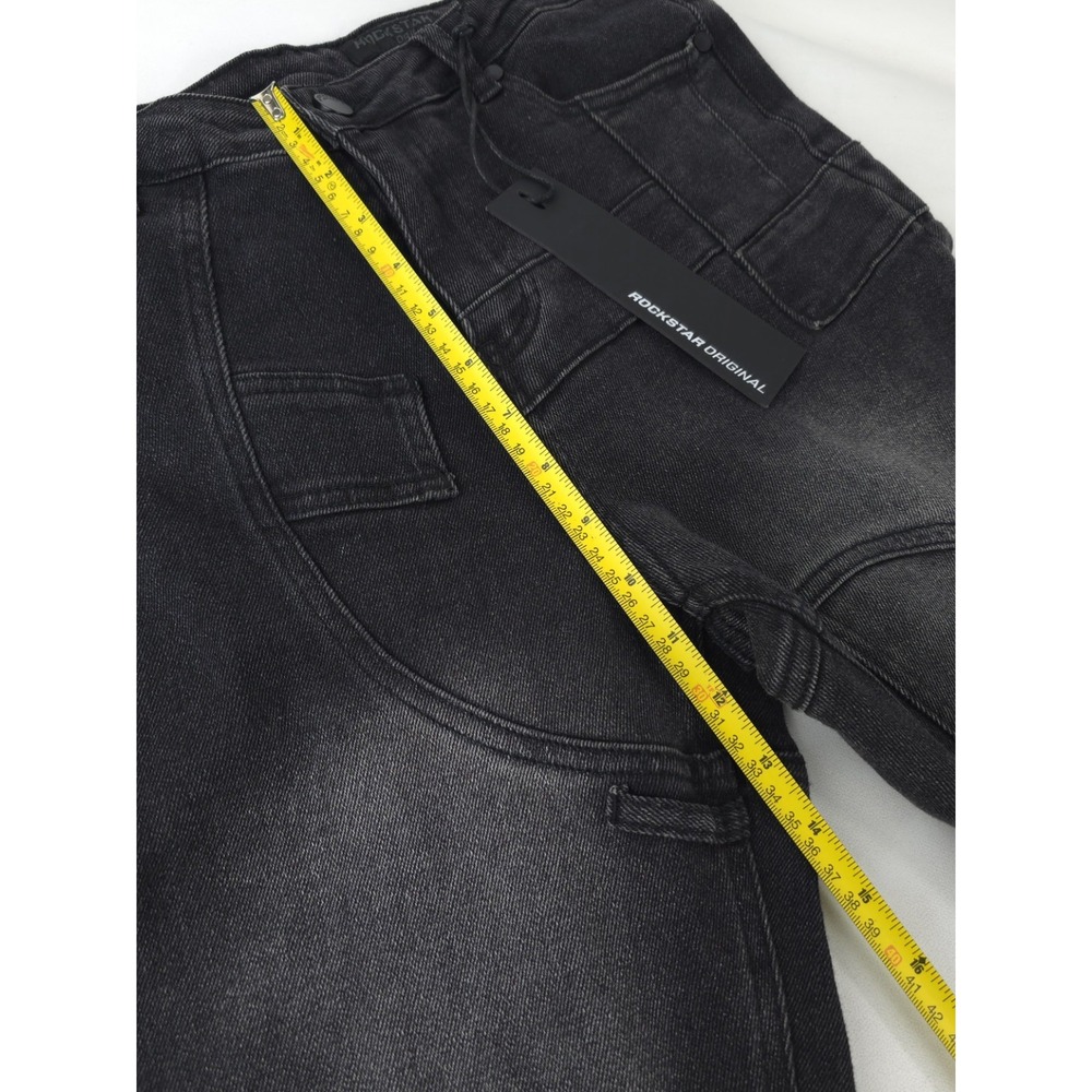 Rockstar Original Jeans XL Wynter Black Super Stacked Flare Cargo Pockets NWT - Picture 8 of 13